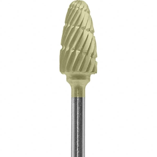 Made in USA - 1/4" Cut Diam, 0.0925" Shank Diam, Tree with Radius Head Double Cut Burr - Carbide, 1/2" LOC, 2" OAL - Americas Industrial Supply