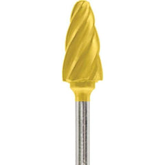 Made in USA - 1/4" Cut Diam, 0.0925" Shank Diam, Tree with Radius Head Aluma Cut Burr - Carbide, 1/2" LOC, 2" OAL - Americas Industrial Supply