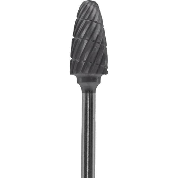 Made in USA - 1/4" Cut Diam, 0.0925" Shank Diam, Tree with Radius Head Chipbreaker Cut Burr - Carbide, 1/2" LOC, 2" OAL - Americas Industrial Supply