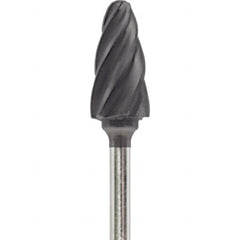 Made in USA - 1/4" Cut Diam, 0.0925" Shank Diam, Tree with Radius Head Aluma Cut Burr - Carbide, 1/2" LOC, 2" OAL - Americas Industrial Supply