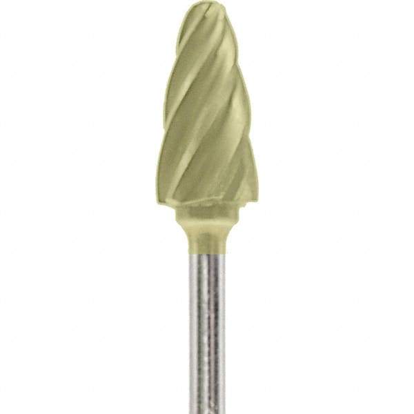 Made in USA - 1/4" Cut Diam, 0.0925" Shank Diam, Tree with Radius Head Aluma Cut Burr - Carbide, 1/2" LOC, 2" OAL - Americas Industrial Supply