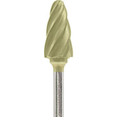 Made in USA - 1/4" Cut Diam, 0.0925" Shank Diam, Tree with Radius Head Aluma Cut Burr - Carbide, 1/2" LOC, 2" OAL - Americas Industrial Supply