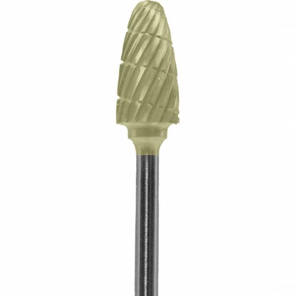 Made in USA - 1/4" Cut Diam, 0.0925" Shank Diam, Tree with Radius Head Chipbreaker Cut Burr - Carbide, 1/2" LOC, 2" OAL - Americas Industrial Supply