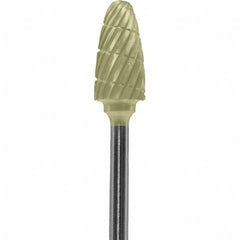 Made in USA - 1/4" Cut Diam, 0.0925" Shank Diam, Tree with Radius Head Chipbreaker Cut Burr - Carbide, 1/2" LOC, 2" OAL - Americas Industrial Supply