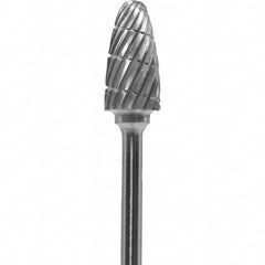 Made in USA - 1/4" Cut Diam, 0.0925" Shank Diam, Tree with Radius Head Chipbreaker Cut Burr - Carbide, 1/2" LOC, 2" OAL - Americas Industrial Supply