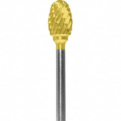 Made in USA - 1/4" Cut Diam, 0.0925" Shank Diam, Oval Head Double Cut Burr - Carbide, 3/8" LOC, 1-7/8" OAL - Americas Industrial Supply