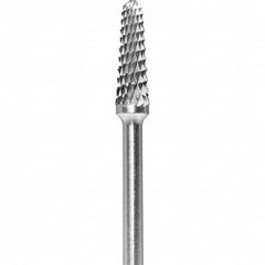 Made in USA - 7mm Cut Diam, 0.0925" Shank Diam, Cone Head Double Cut Burr - Carbide, 13mm LOC, 51mm OAL - Americas Industrial Supply