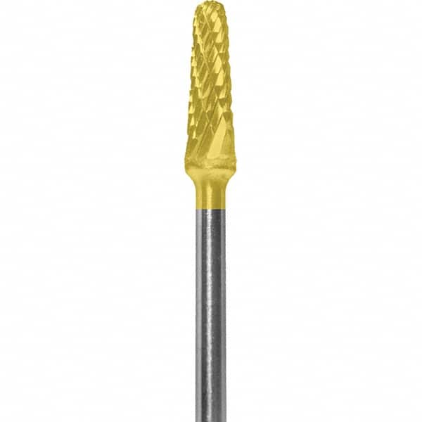 Made in USA - 7mm Cut Diam, 0.0925" Shank Diam, Cone Head Double Cut Burr - Carbide, 13mm LOC, 51mm OAL - Americas Industrial Supply