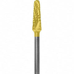 Made in USA - 7mm Cut Diam, 0.0925" Shank Diam, Cone Head Double Cut Burr - Carbide, 13mm LOC, 51mm OAL - Americas Industrial Supply
