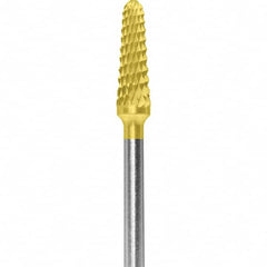 Made in USA - 5/32" Cut Diam, 0.0925" Shank Diam, Cone Head Diamond Cut Burr - Carbide, 1/2" LOC, 2" OAL - Americas Industrial Supply