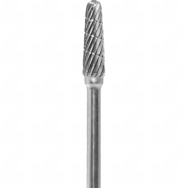 Made in USA - 7mm Cut Diam, 0.0925" Shank Diam, Cone Head Double Cut Burr - Carbide, 13mm LOC, 51mm OAL - Americas Industrial Supply