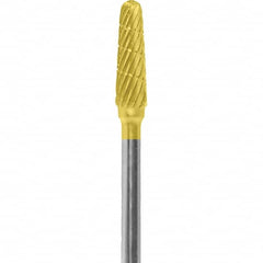 Made in USA - 5/32" Cut Diam, 0.0925" Shank Diam, Cone Head Chipbreaker Cut Burr - Carbide, 1/2" LOC, 2" OAL - Americas Industrial Supply