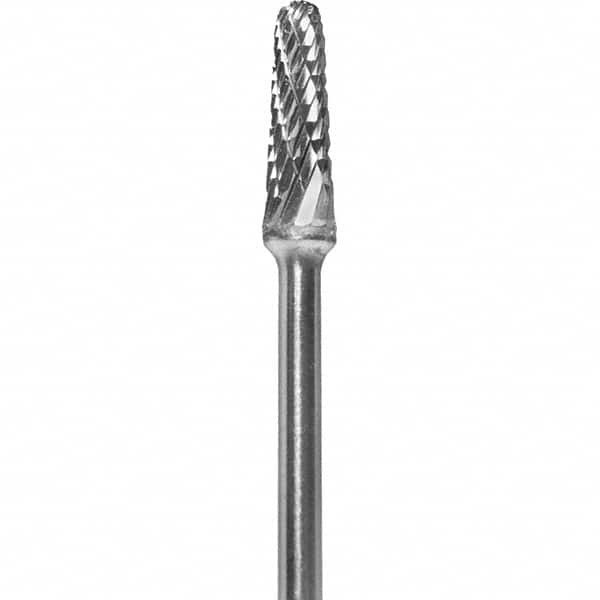 Made in USA - 7mm Cut Diam, 0.0925" Shank Diam, Cone Head Double Cut Burr - Carbide, 13mm LOC, 51mm OAL - Americas Industrial Supply