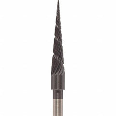 Made in USA - 3mm Cut Diam, 0.0925" Shank Diam, Cone Head Chipbreaker Cut Burr - Carbide, 16mm LOC, 38mm OAL - Americas Industrial Supply