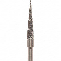 Made in USA - 1/8" Cut Diam, 0.0925" Shank Diam, Cone Head Chipbreaker Cut Burr - Carbide, 5/8" LOC, 1-1/2" OAL - Americas Industrial Supply