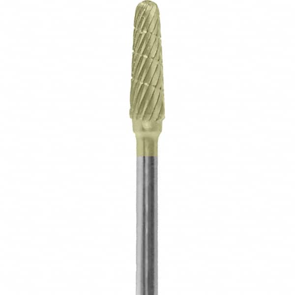 Made in USA - 7mm Cut Diam, 0.0925" Shank Diam, Cone Head Double Cut Burr - Carbide, 13mm LOC, 51mm OAL - Americas Industrial Supply