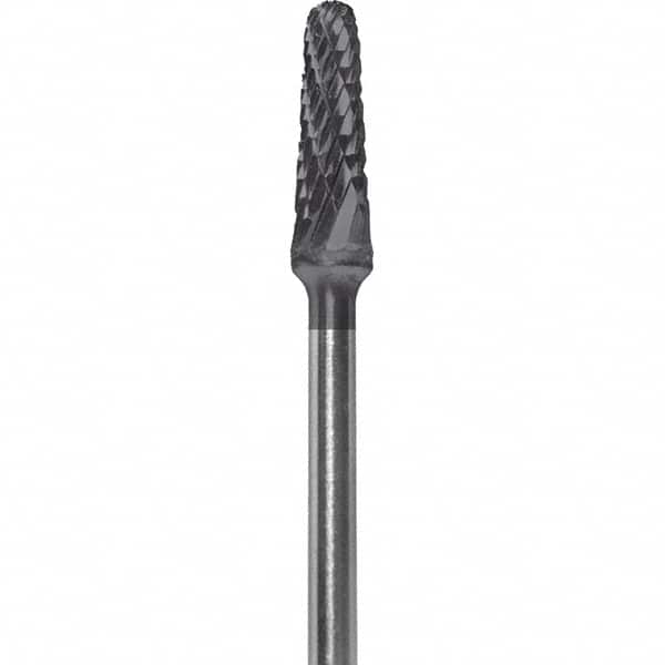 Made in USA - 7mm Cut Diam, 0.0925" Shank Diam, Cone Head Double Cut Burr - Carbide, 13mm LOC, 51mm OAL - Americas Industrial Supply