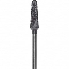 Made in USA - 7mm Cut Diam, 0.0925" Shank Diam, Cone Head Double Cut Burr - Carbide, 13mm LOC, 51mm OAL - Americas Industrial Supply