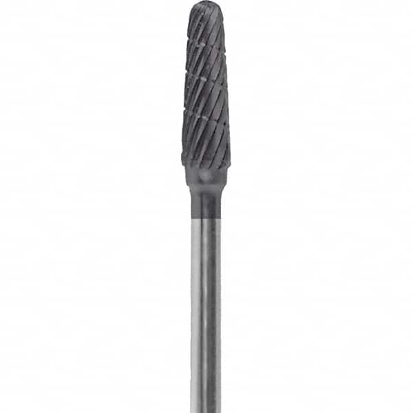 Made in USA - 5/32" Cut Diam, 0.0925" Shank Diam, Cone Head Chipbreaker Cut Burr - Carbide, 1/2" LOC, 2" OAL - Americas Industrial Supply