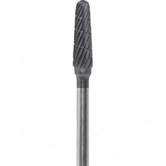 Made in USA - 5/32" Cut Diam, 0.0925" Shank Diam, Cone Head Chipbreaker Cut Burr - Carbide, 1/2" LOC, 2" OAL - Americas Industrial Supply