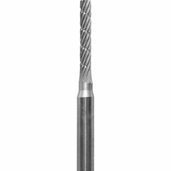 Made in USA - 1/16" Cut Diam, 0.0925" Shank Diam, Cylinder Head Chipbreaker Cut Burr - Carbide, 3/8" LOC, 1-1/2" OAL - Americas Industrial Supply