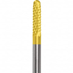 Made in USA - 2.3mm Cut Diam, 0.0925" Shank Diam, Cylinder with Radius Head Double Cut Burr - Carbide, 15mm LOC, 50mm OAL - Americas Industrial Supply