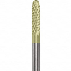 Made in USA - 2.3mm Cut Diam, 0.0925" Shank Diam, Cylinder with Radius Head Double Cut Burr - Carbide, 15mm LOC, 50mm OAL - Americas Industrial Supply
