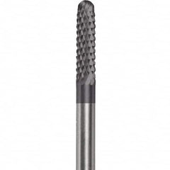 Made in USA - 2.3mm Cut Diam, 0.0925" Shank Diam, Cylinder with Radius Head Double Cut Burr - Carbide, 15mm LOC, 50mm OAL - Americas Industrial Supply