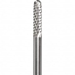 Made in USA - 5/32" Cut Diam, 5/32" Shank Diam, Cylinder with Radius Head Burr - Carbide, 3/8" LOC, 2" OAL - Americas Industrial Supply