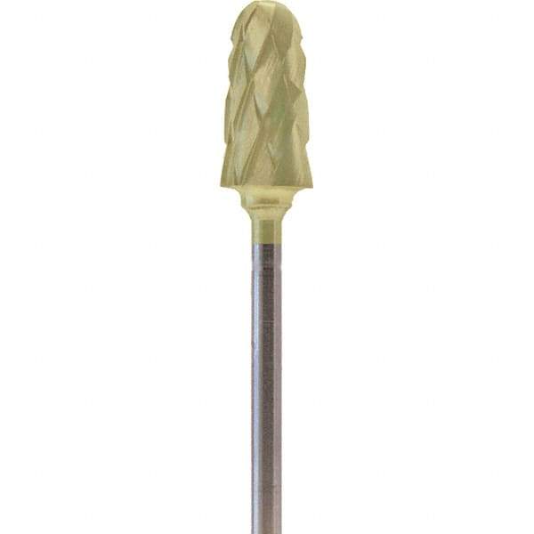 Made in USA - 7mm Cut Diam, 0.0925" Shank Diam, Cone Head Double Cut Burr - Carbide, 14mm LOC, 52mm OAL - Americas Industrial Supply