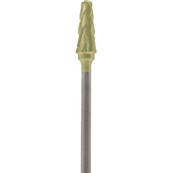 Made in USA - 5mm Cut Diam, 0.0925" Shank Diam, Cone Head Double Cut Burr - Carbide, 13mm LOC, 51mm OAL - Americas Industrial Supply