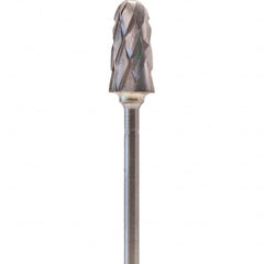 Made in USA - 7mm Cut Diam, 0.0925" Shank Diam, Cone Head Double Cut Burr - Carbide, 14mm LOC, 52mm OAL - Americas Industrial Supply