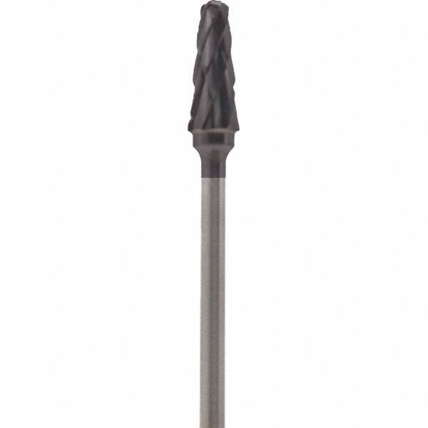 Made in USA - 5mm Cut Diam, 0.0925" Shank Diam, Cone Head Double Cut Burr - Carbide, 13mm LOC, 51mm OAL - Americas Industrial Supply