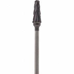 Made in USA - 5mm Cut Diam, 0.0925" Shank Diam, Cone Head Double Cut Burr - Carbide, 13mm LOC, 51mm OAL - Americas Industrial Supply