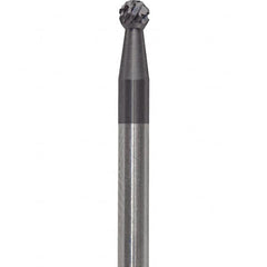 Made in USA - 3/32" Cut Diam, 0.0925" Shank Diam, Ball Head Diamond Cut Burr - Carbide, 3/32" LOC, 1-1/2" OAL - Americas Industrial Supply