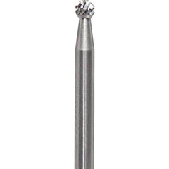 Made in USA - 3/32" Cut Diam, 0.0925" Shank Diam, Ball Head Diamond Cut Burr - Carbide, 3/32" LOC, 1-1/2" OAL - Americas Industrial Supply