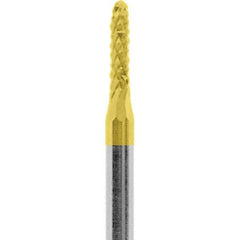 Made in USA - 1/16" Cut Diam, 3/32" Shank Diam, Cylinder with Radius Head Diamond Cut Burr - Carbide, 1/4" LOC, 1-1/2" OAL - Americas Industrial Supply