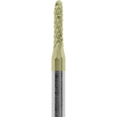 Made in USA - 1/16" Cut Diam, 3/32" Shank Diam, Cylinder with Radius Head Diamond Cut Burr - Carbide, 1/4" LOC, 1-1/2" OAL - Americas Industrial Supply