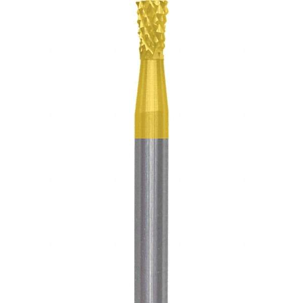 Made in USA - 3/32" Cut Diam, 3/32" Shank Diam, Inverted Cone Head Diamond Cut Burr - Carbide, 1/8" LOC, 1-1/2" OAL - Americas Industrial Supply