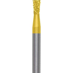 Made in USA - 3/32" Cut Diam, 3/32" Shank Diam, Inverted Cone Head Diamond Cut Burr - Carbide, 1/8" LOC, 1-1/2" OAL - Americas Industrial Supply