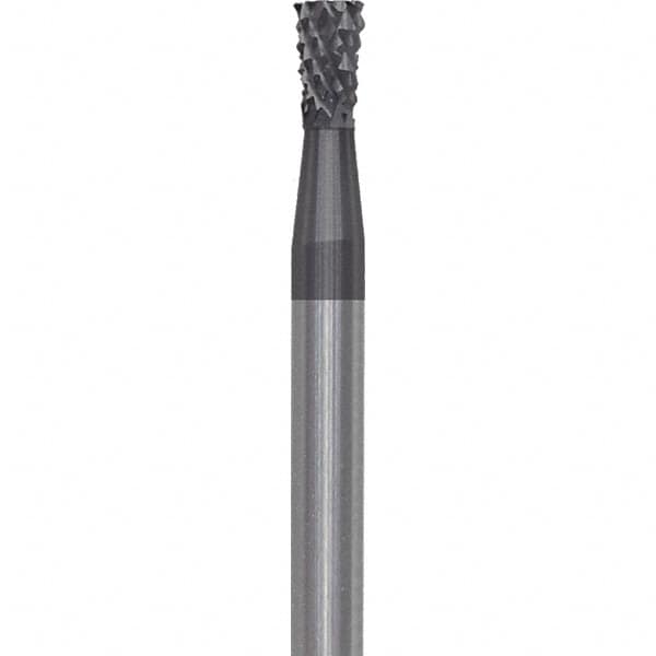 Made in USA - 3/32" Cut Diam, 3/32" Shank Diam, Inverted Cone Head Diamond Cut Burr - Carbide, 1/8" LOC, 1-1/2" OAL - Americas Industrial Supply