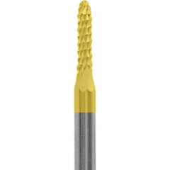 Made in USA - 3/32" Cut Diam, 0.0925" Shank Diam, Cone Head Diamond Cut Burr - Carbide, 3/8" LOC, 1-1/2" OAL - Americas Industrial Supply