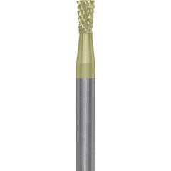 Made in USA - 3/32" Cut Diam, 3/32" Shank Diam, Inverted Cone Head Diamond Cut Burr - Carbide, 1/8" LOC, 1-1/2" OAL - Americas Industrial Supply