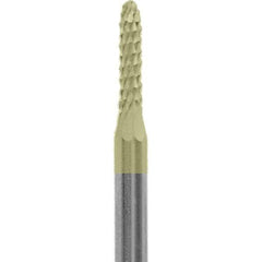 Made in USA - 3/32" Cut Diam, 0.0925" Shank Diam, Cone Head Diamond Cut Burr - Carbide, 3/8" LOC, 1-1/2" OAL - Americas Industrial Supply