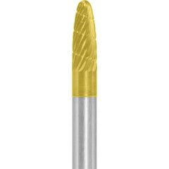 Made in USA - 1/4" Cut Diam, 1/4" Shank Diam, Tree with Radius Head Chipbreaker Cut Burr - Carbide, 5/8" LOC, 2" OAL - Americas Industrial Supply
