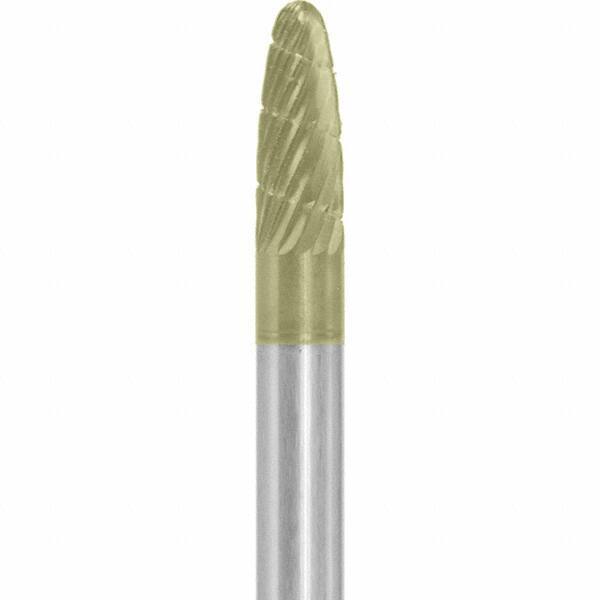 Made in USA - 1/4" Cut Diam, 1/4" Shank Diam, Tree with Radius Head Chipbreaker Cut Burr - Carbide, 5/8" LOC, 2" OAL - Americas Industrial Supply