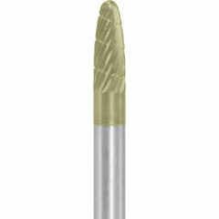 Made in USA - 1/4" Cut Diam, 1/4" Shank Diam, Tree with Radius Head Chipbreaker Cut Burr - Carbide, 5/8" LOC, 2" OAL - Americas Industrial Supply