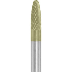 Made in USA - 1/4" Cut Diam, 1/4" Shank Diam, Tree with Radius Head Double Cut Burr - Carbide, 5/8" LOC, 2" OAL - Americas Industrial Supply