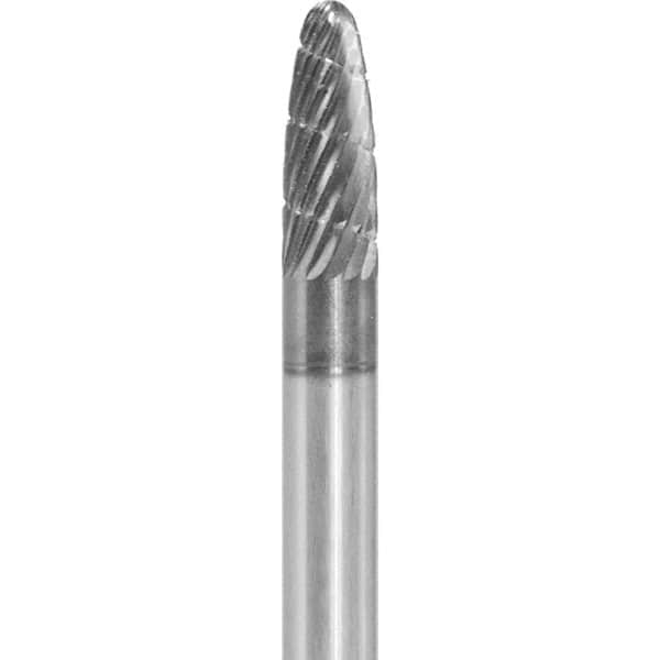 Made in USA - 6mm Cut Diam, 0.2362" Shank Diam, Tree with Radius Head Aluma Cut Burr - Carbide, 16mm LOC, 50mm OAL - Americas Industrial Supply