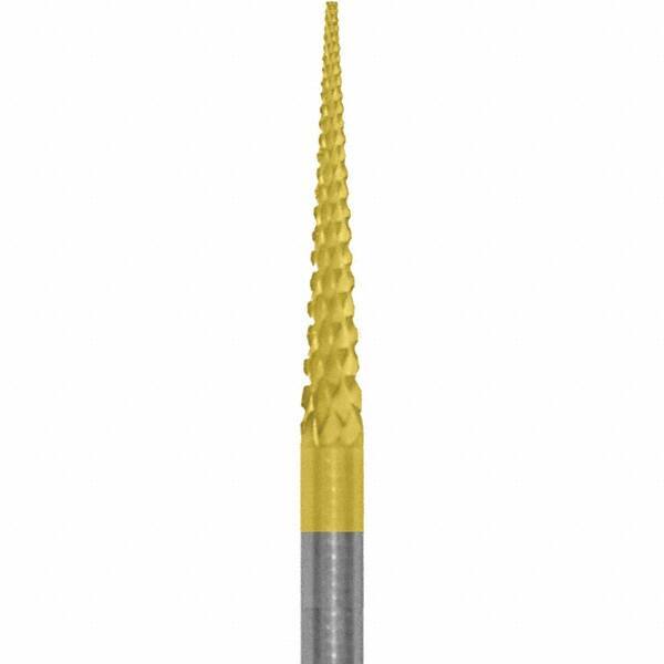 Made in USA - 3/32" Cut Diam, 0.0925" Shank Diam, Cone Head Diamond Cut Burr - Carbide, 5/8" LOC, 1-1/2" OAL - Americas Industrial Supply